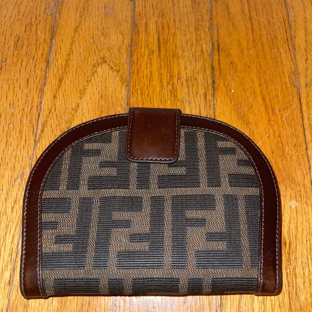 Fendi Brown Zucca Women's Canvas Leather Coin Purse/Coin Case Wallet